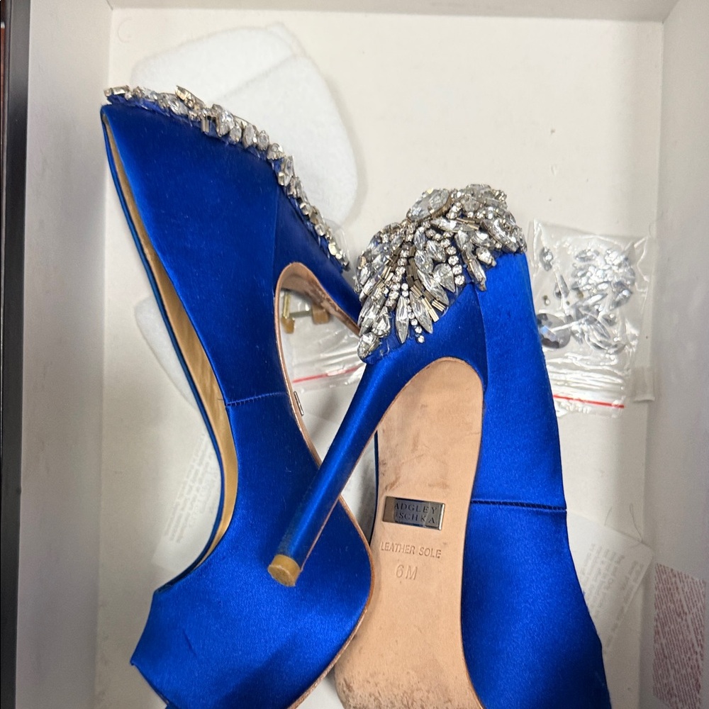 Badgley Mischka Sapphire Heels with Sparkling Embellishments